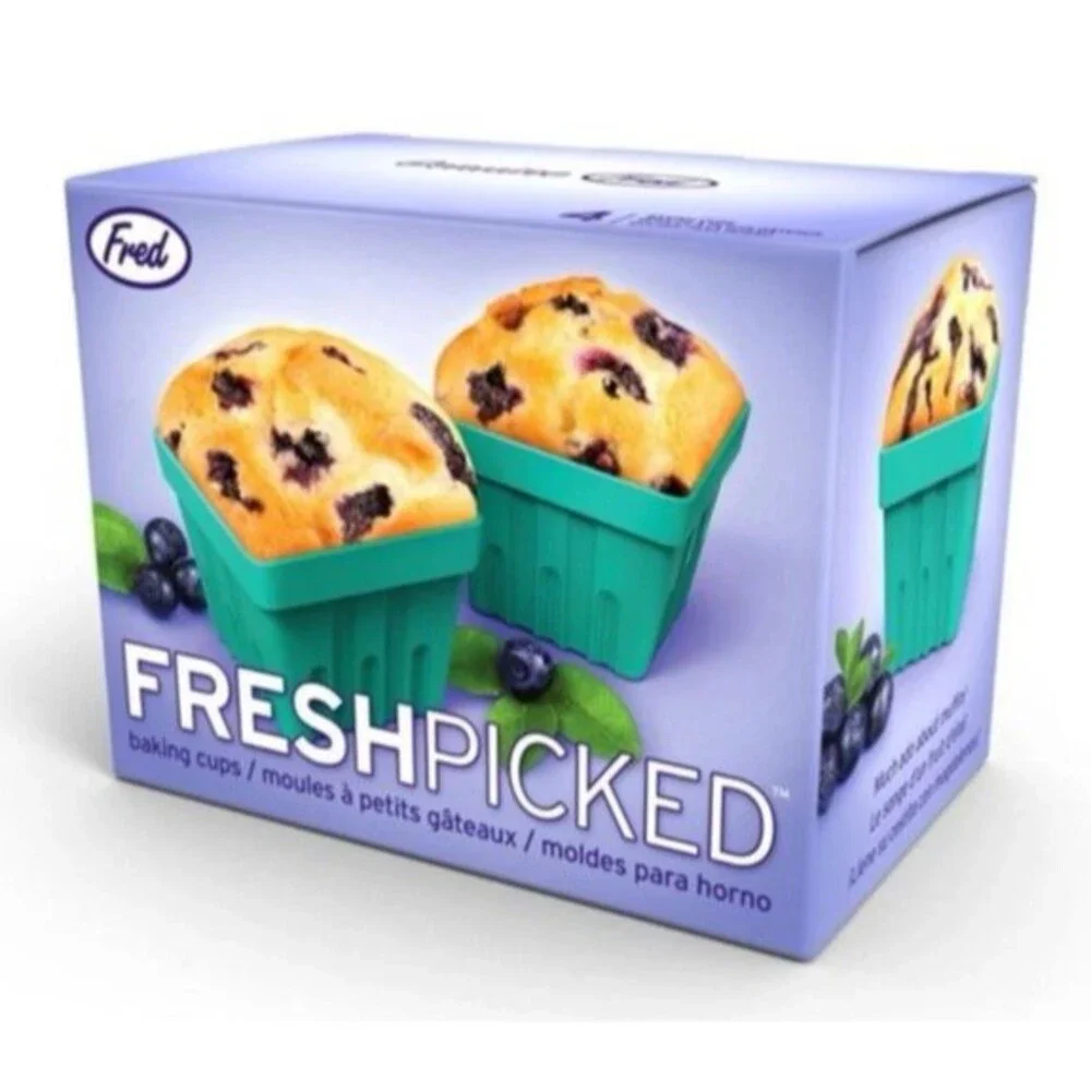 6 tiny Baking Cups Muffin Holders silicone Pots By Fred Friends spring kitchen